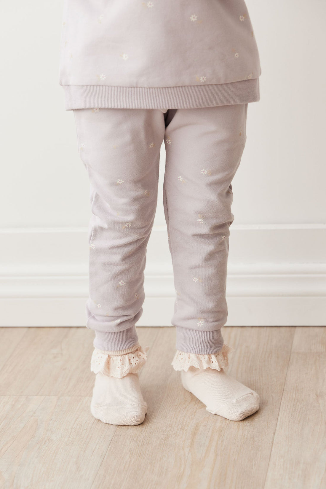 Organic Cotton Morgan Track Pant - Annie Ditzy Violet Ice Childrens Pant from Jamie Kay Australia