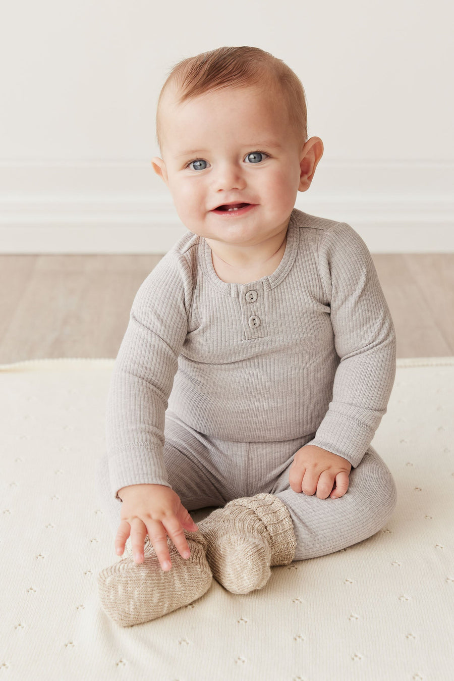 Organic Cotton Modal Long Sleeve Bodysuit - Icicle Marle Childrens Bodysuit from Jamie Kay Australia