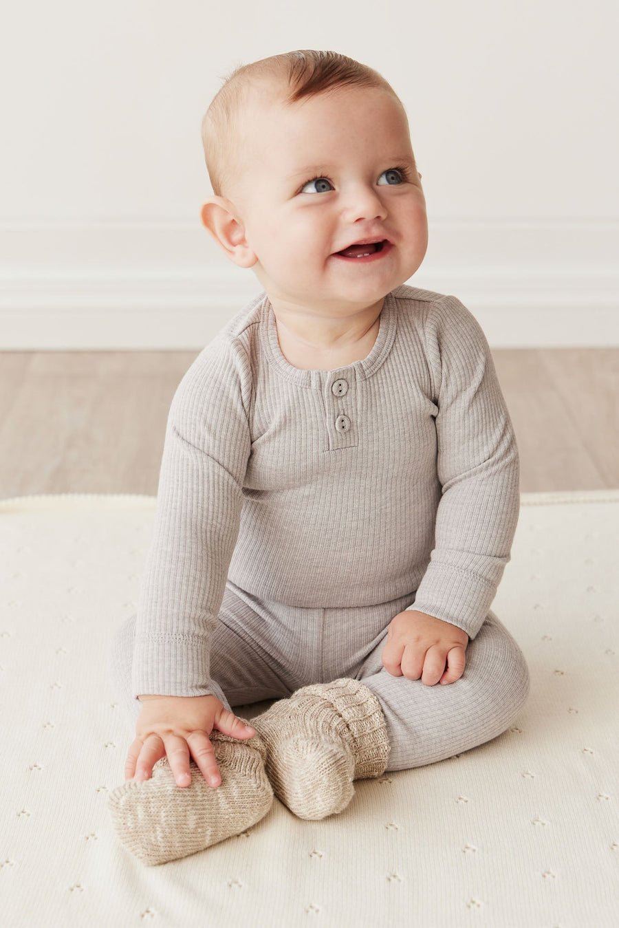 Organic Cotton Modal Long Sleeve Bodysuit - Icicle Marle Childrens Bodysuit from Jamie Kay Australia