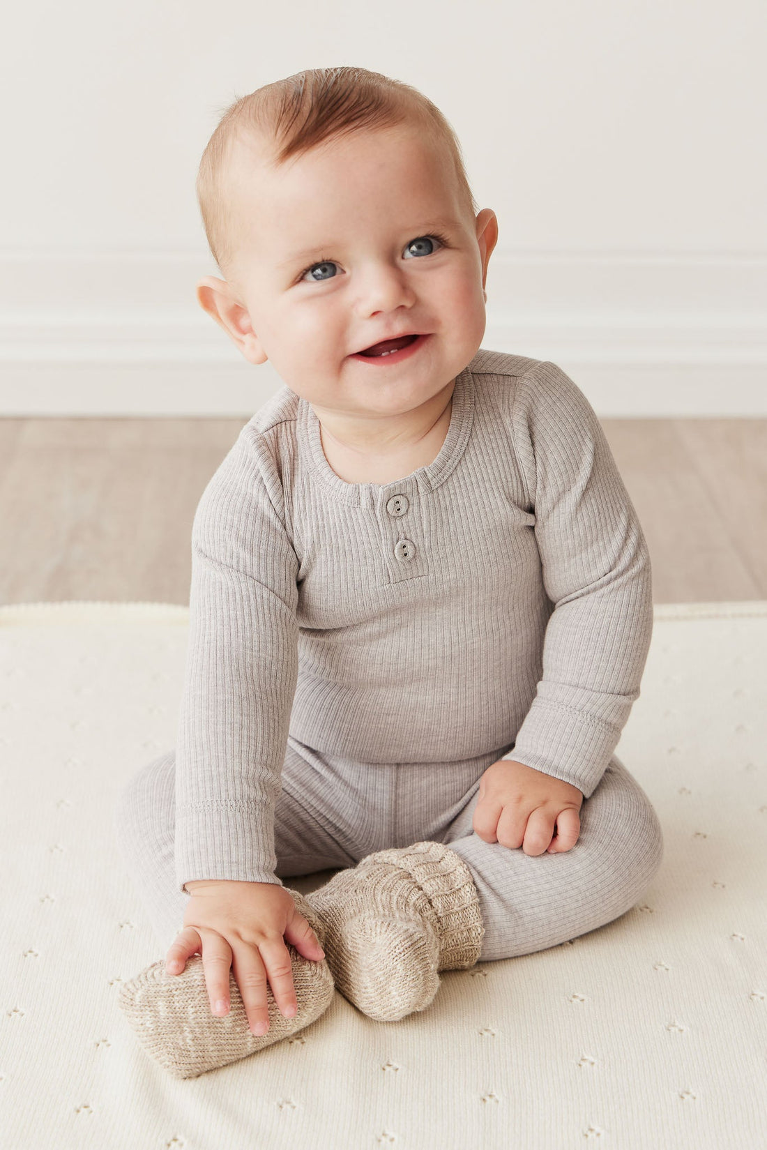 Organic Cotton Modal Long Sleeve Bodysuit - Icicle Marle Childrens Bodysuit from Jamie Kay Australia