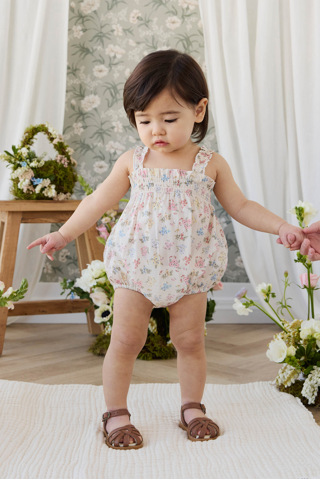 Organic Cotton Cassidy Playsuit - Morgan Vanilla Childrens Pants from Jamie Kay Australia