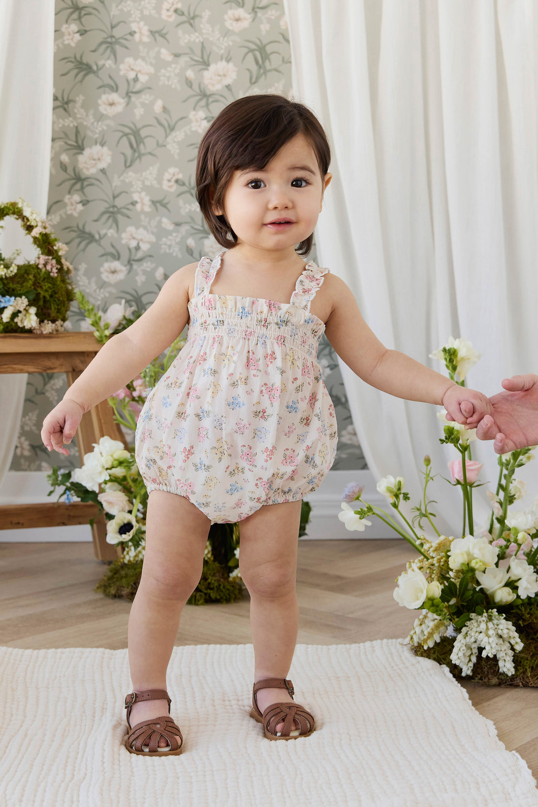 Organic Cotton Cassidy Playsuit - Morgan Vanilla Childrens Pants from Jamie Kay Australia