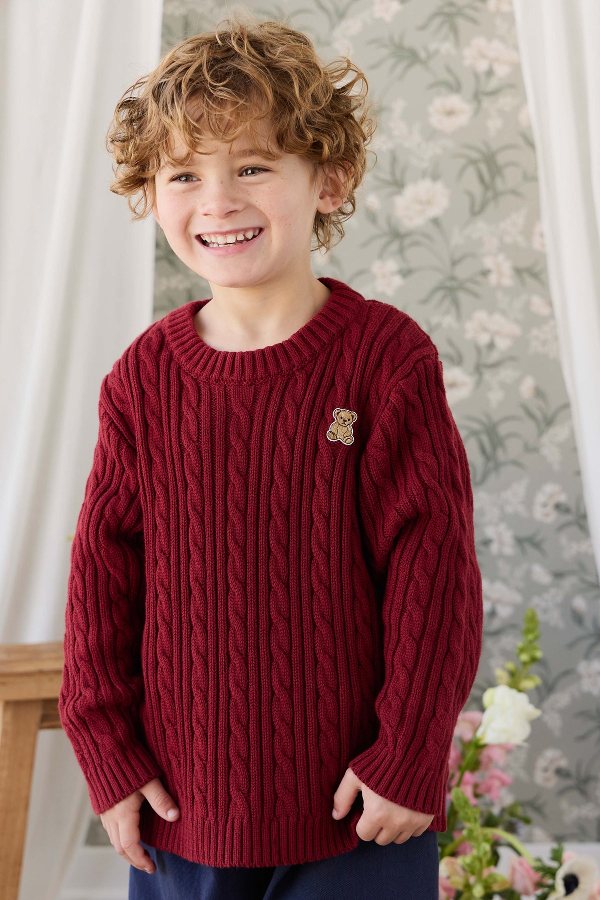Richard Knit Jumper - Cherry Childrens Jumper from Jamie Kay Australia