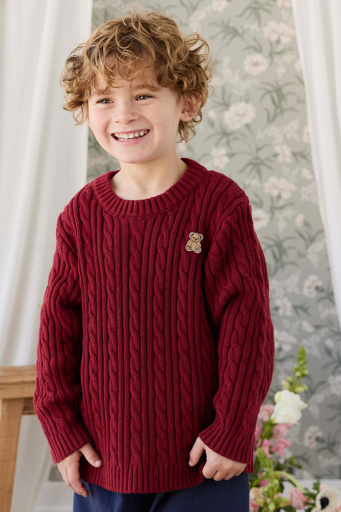 Richard Knit Jumper - Cherry Childrens Jumper from Jamie Kay Australia