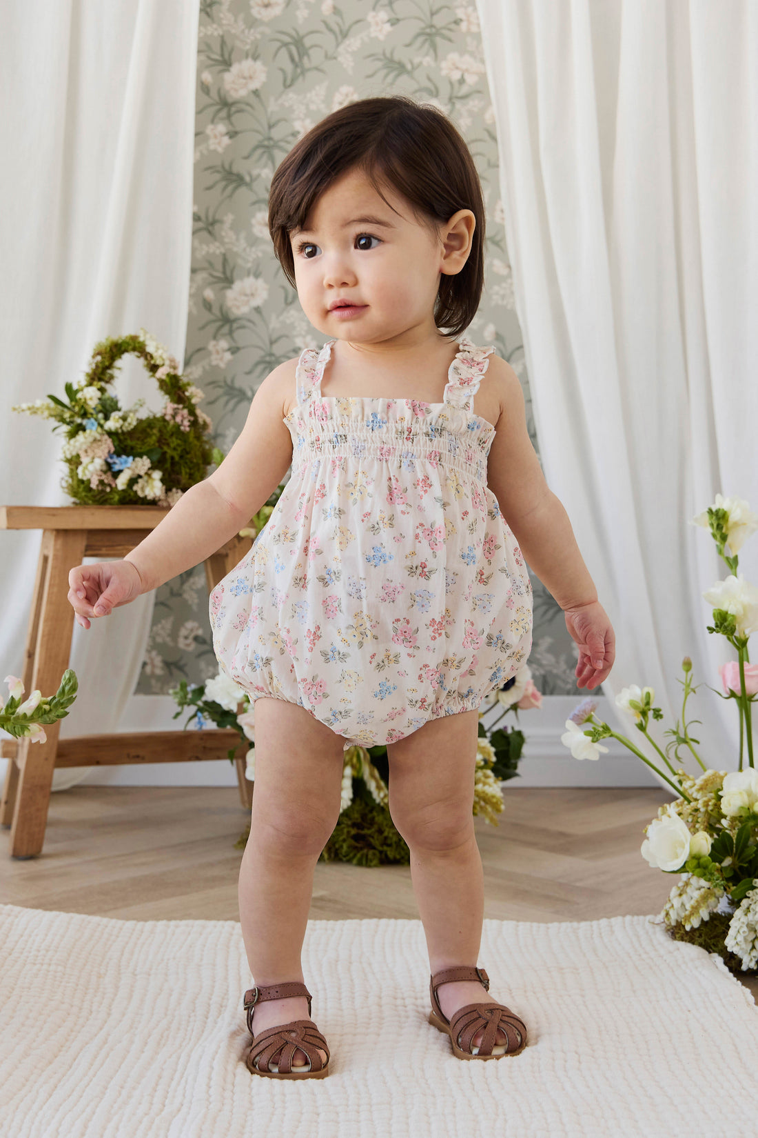 Organic Cotton Cassidy Playsuit - Morgan Vanilla Childrens Pants from Jamie Kay Australia