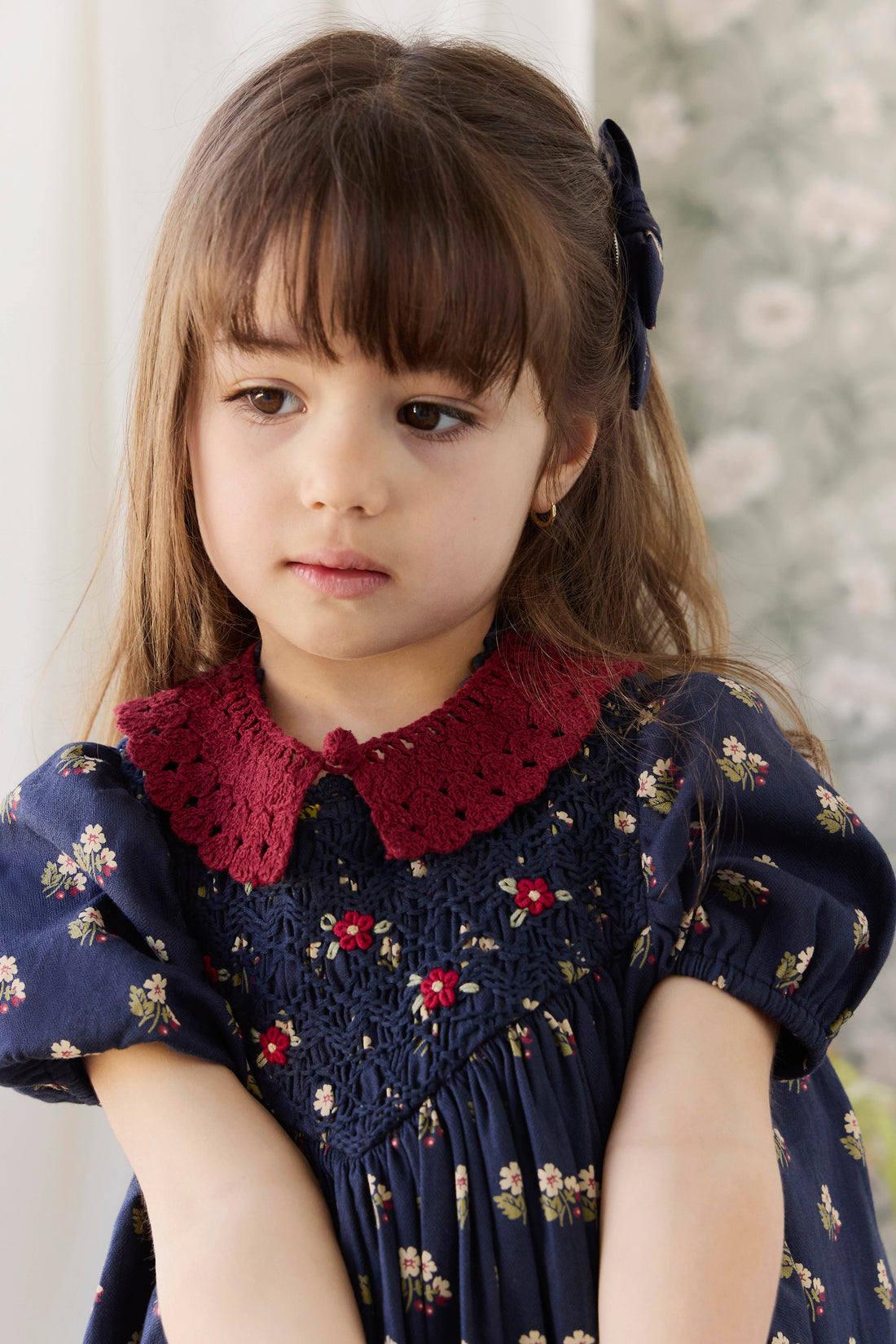 Jovie Knit Collar - Josephine Embroidery Vintage Cherry Childrens Scarf from Jamie Kay Australia