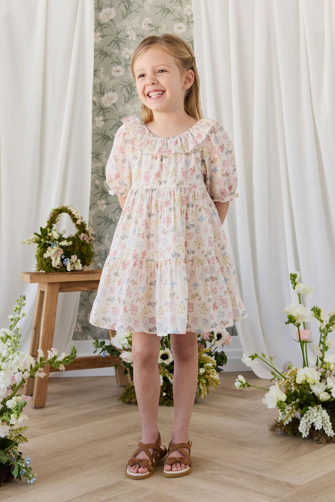 Organic Cotton Acacia Dress - Morgan Vanilla Childrens Dress from Jamie Kay Australia