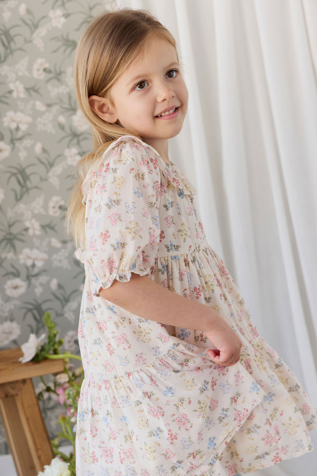 Organic Cotton Acacia Dress - Morgan Vanilla Childrens Dress from Jamie Kay Australia