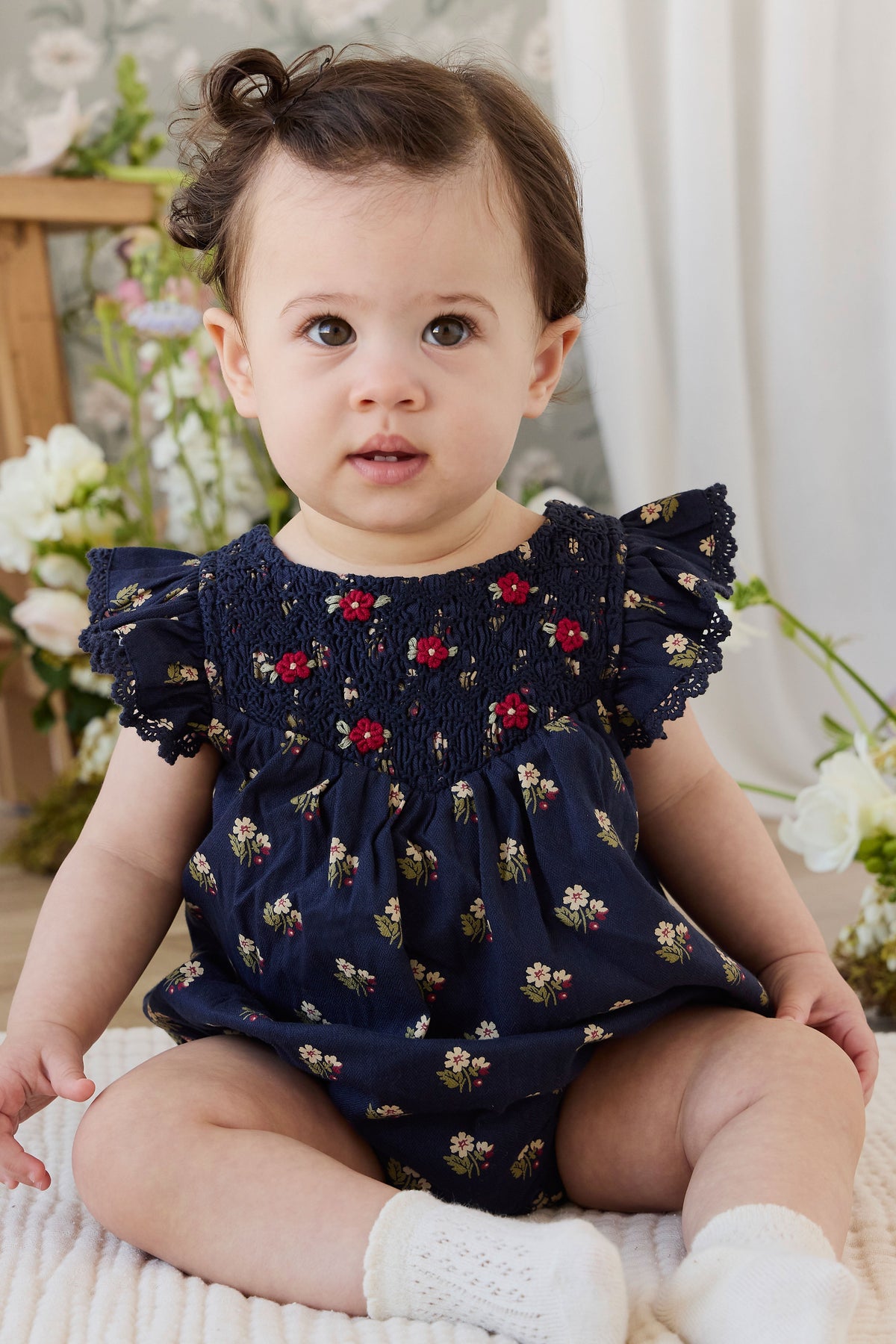 Organic Cotton Wanda Playsuit - Elsa Navy Childrens Playsuit from Jamie Kay Australia