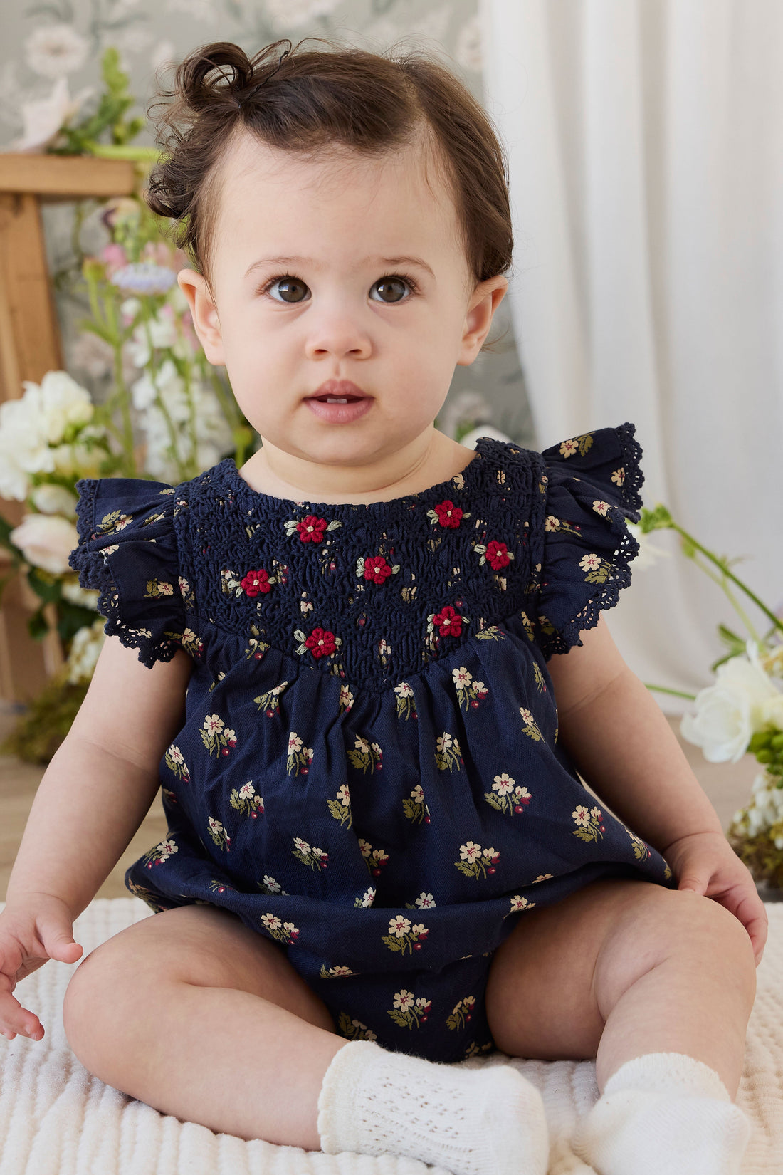 Organic Cotton Wanda Playsuit - Elsa Navy Childrens Playsuit from Jamie Kay Australia