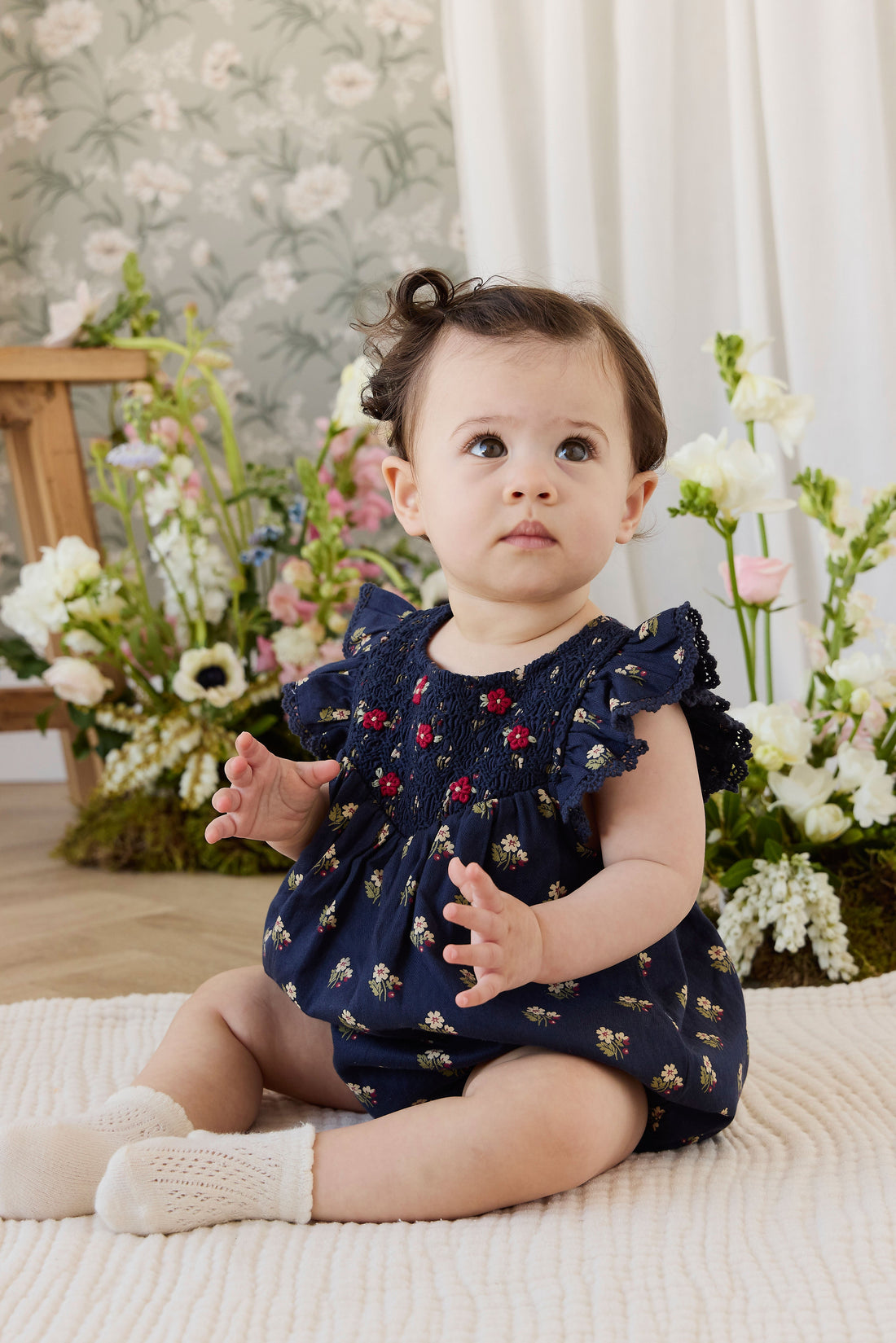 Organic Cotton Wanda Playsuit - Elsa Navy Childrens Playsuit from Jamie Kay Australia