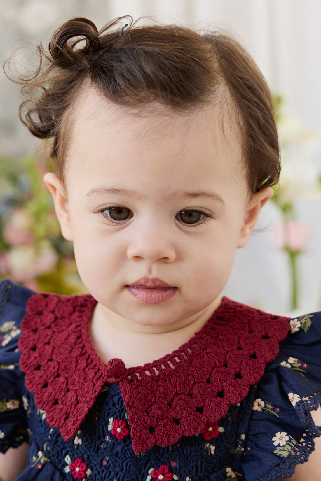 Jovie Knit Collar - Josephine Embroidery Vintage Cherry Childrens Scarf from Jamie Kay Australia
