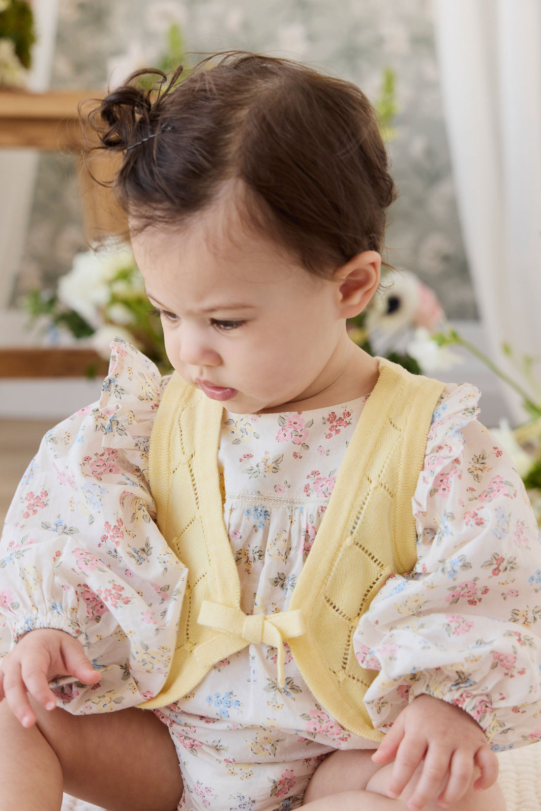 Organic Cotton Kaianna Playsuit - Morgan Vanilla Childrens Playsuit from Jamie Kay Australia