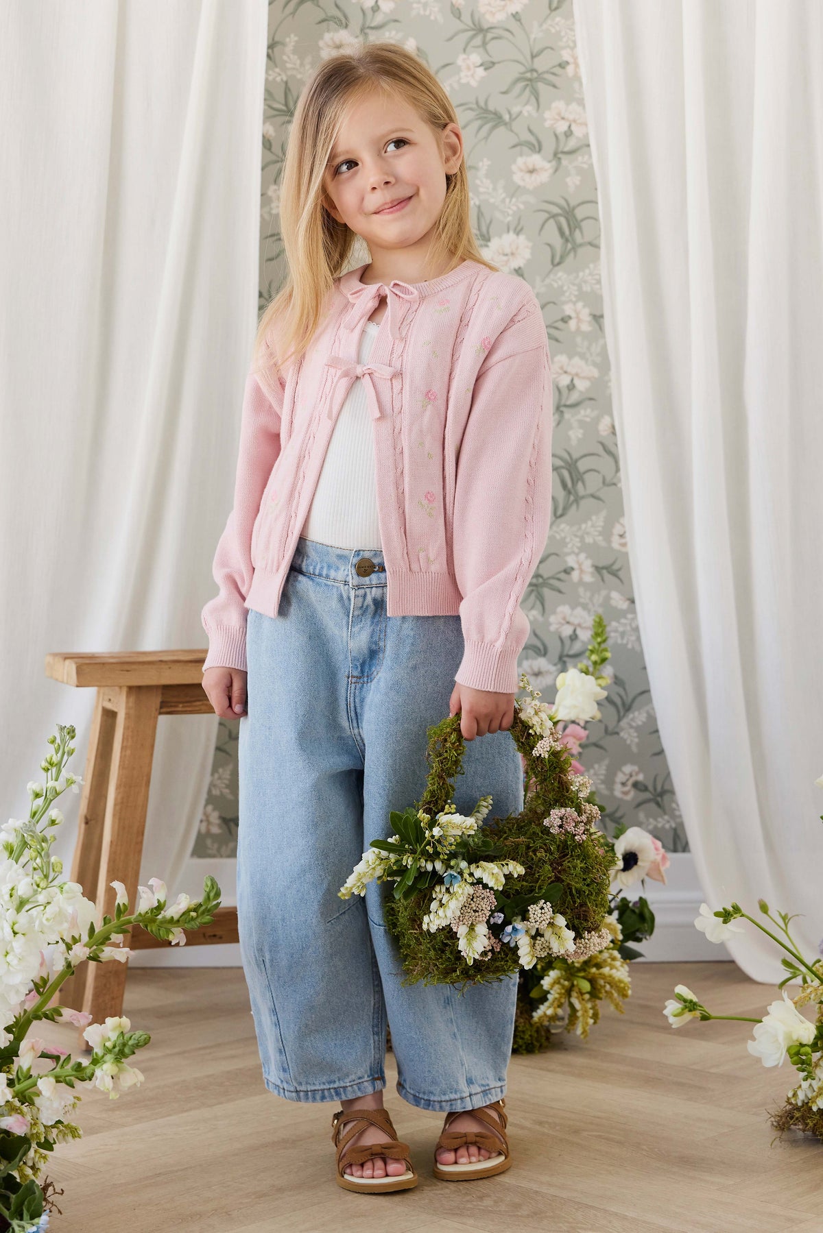 Anabella Knitted Cardigan - Annabella Jacquard Trinket Childrens Cardigan from Jamie Kay Australia