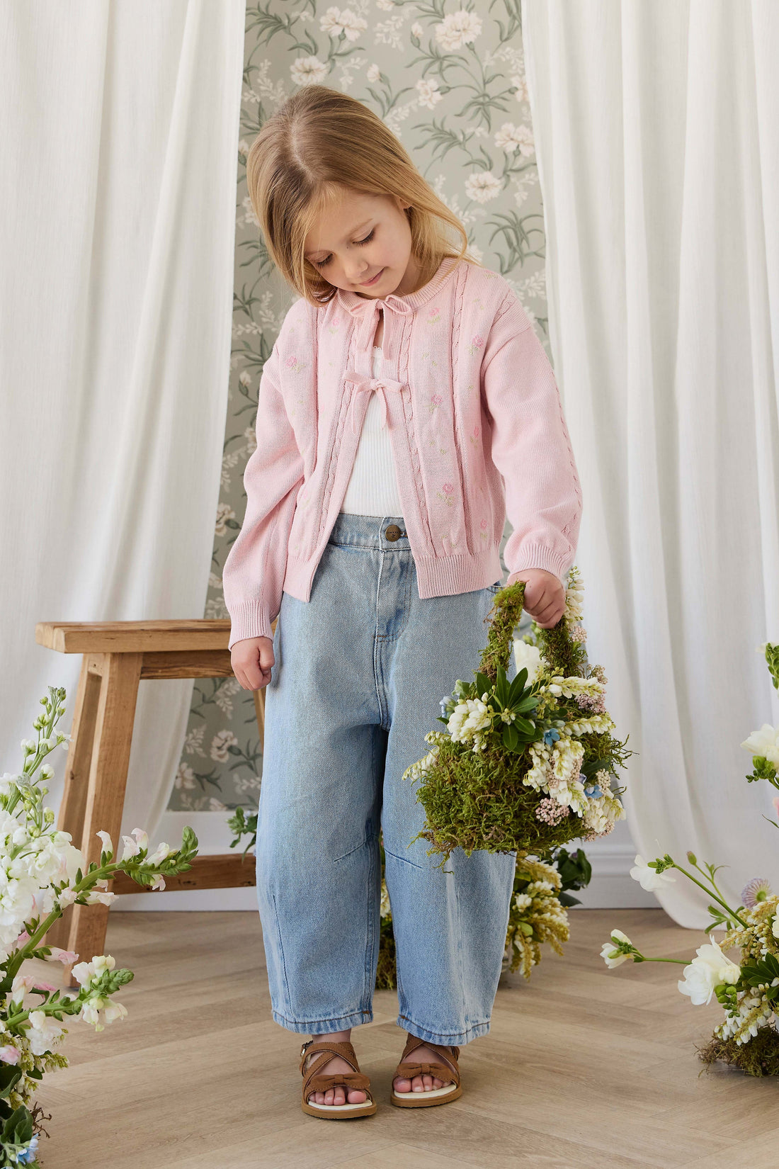 Anabella Knitted Cardigan - Annabella Jacquard Trinket Childrens Cardigan from Jamie Kay Australia