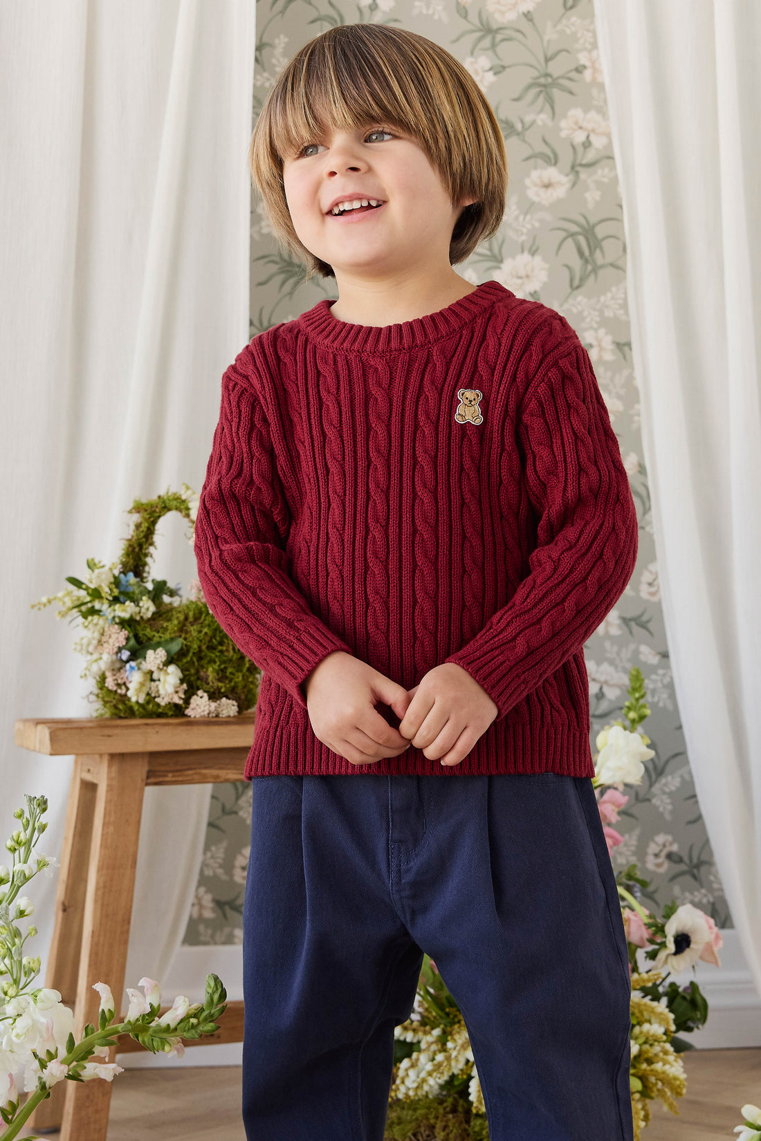 Richard Knit Jumper - Cherry Childrens Jumper from Jamie Kay Australia