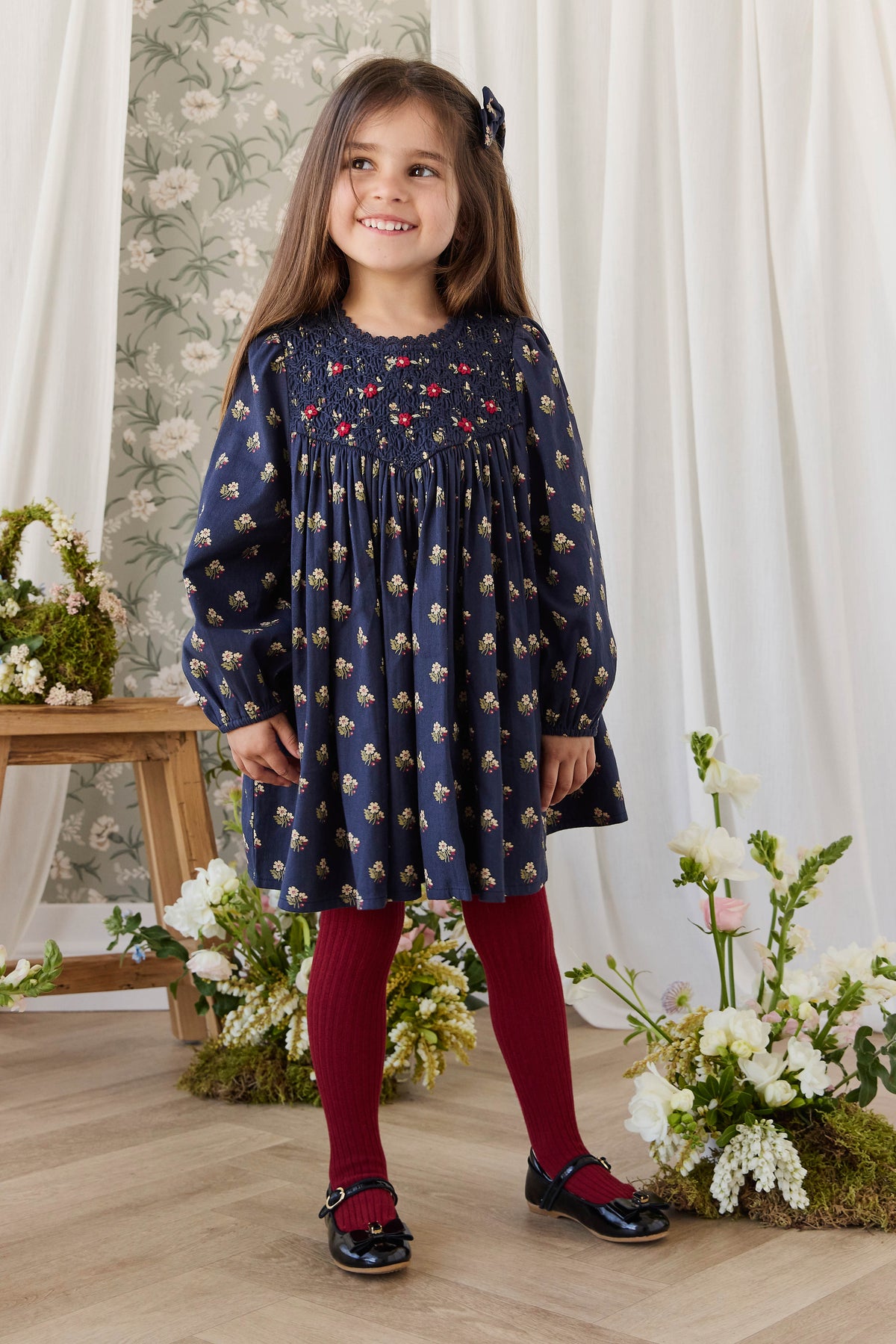 Ribbed Tight - Cherry Childrens Tights from Jamie Kay Australia