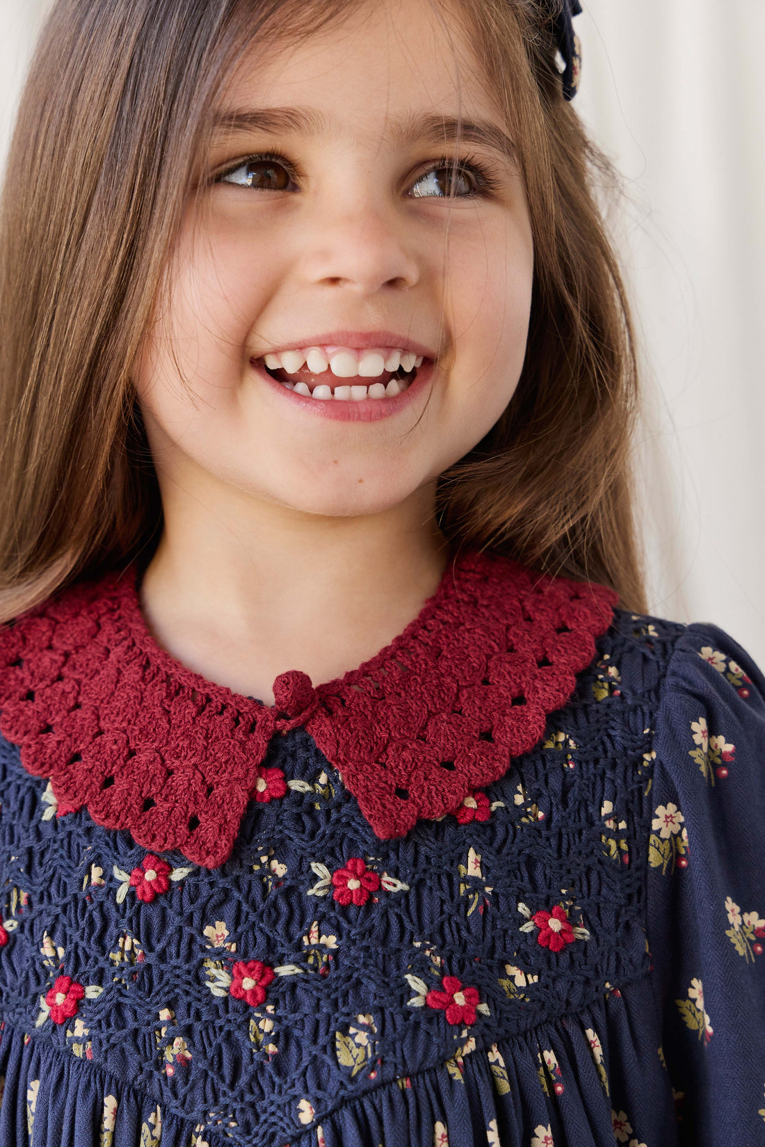 Jovie Knit Collar - Josephine Embroidery Vintage Cherry Childrens Scarf from Jamie Kay Australia