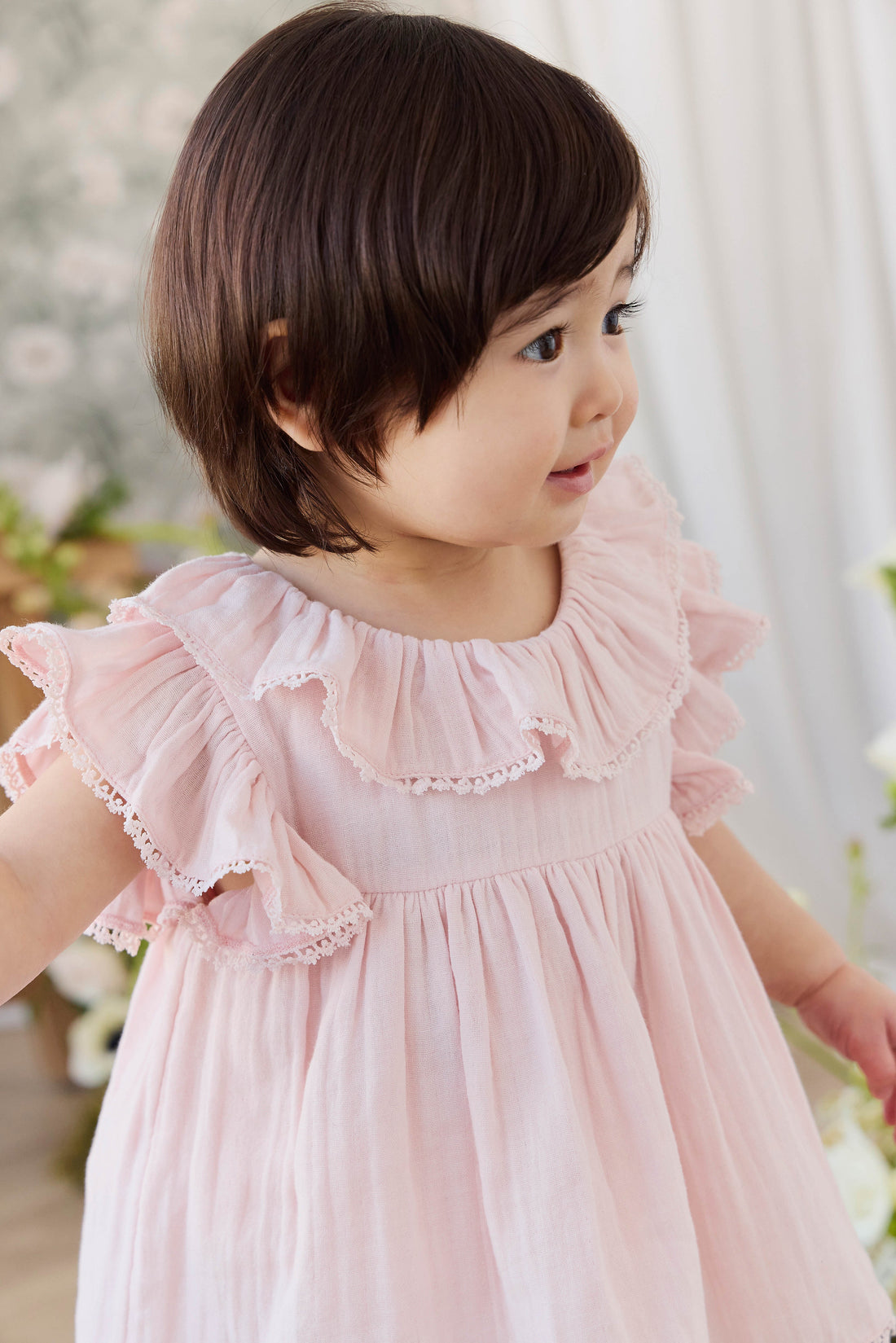 Organic Cotton Muslin Frannie Playsuit - Cotton Candy Childrens Playsuit from Jamie Kay Australia
