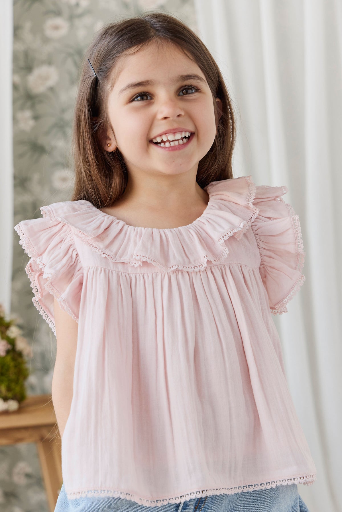 Organic Cotton Muslin Banks Blouse - Cotton Candy Childrens Top from Jamie Kay Australia