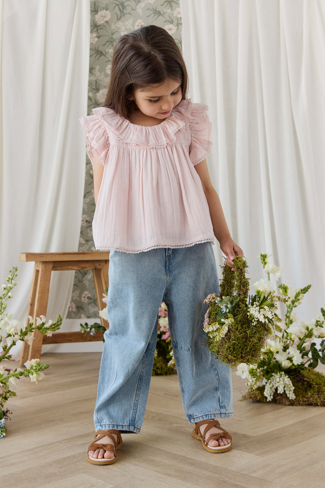 Organic Cotton Muslin Banks Blouse - Cotton Candy Childrens Top from Jamie Kay Australia