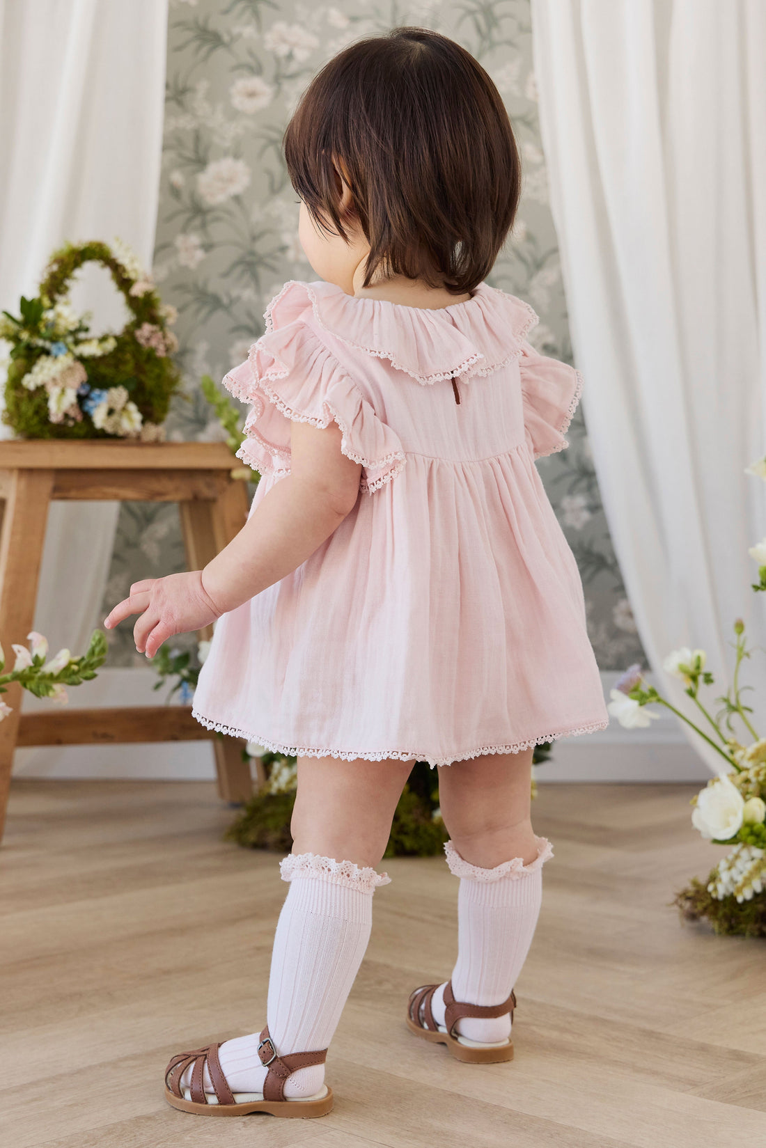 Organic Cotton Muslin Frannie Playsuit - Cotton Candy Childrens Playsuit from Jamie Kay Australia