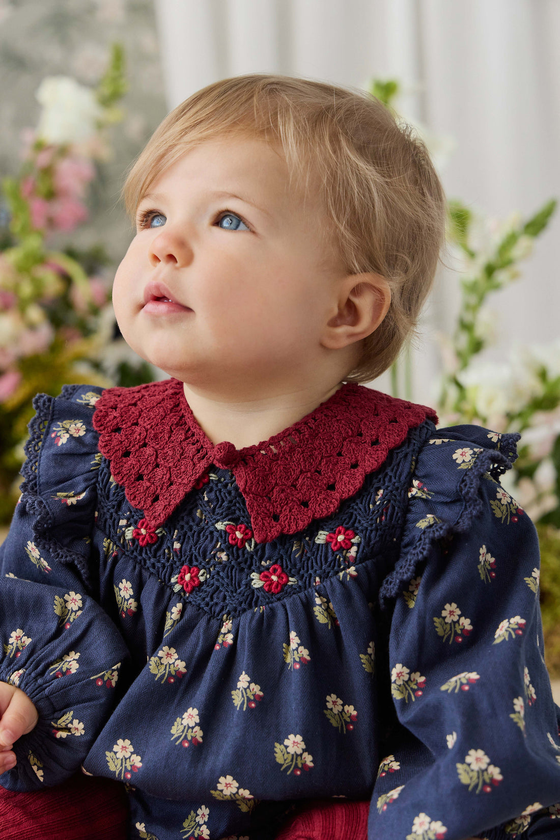 Jovie Knit Collar - Josephine Embroidery Vintage Cherry Childrens Scarf from Jamie Kay Australia