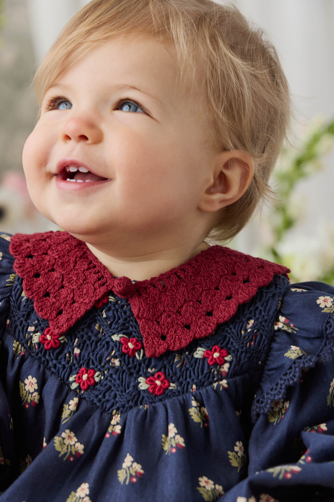 Jovie Knit Collar - Josephine Embroidery Vintage Cherry Childrens Scarf from Jamie Kay Australia