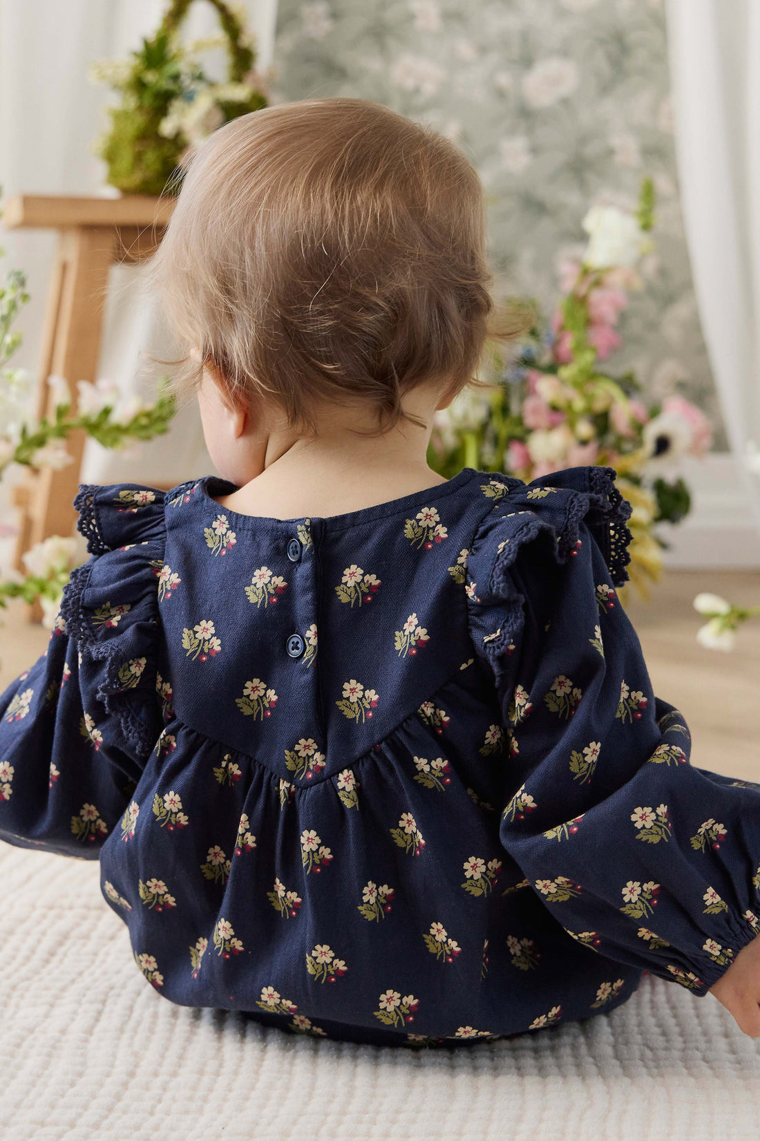 Organic Cotton Jovie Playsuit - Elsa Navy Childrens Playsuit from Jamie Kay Australia