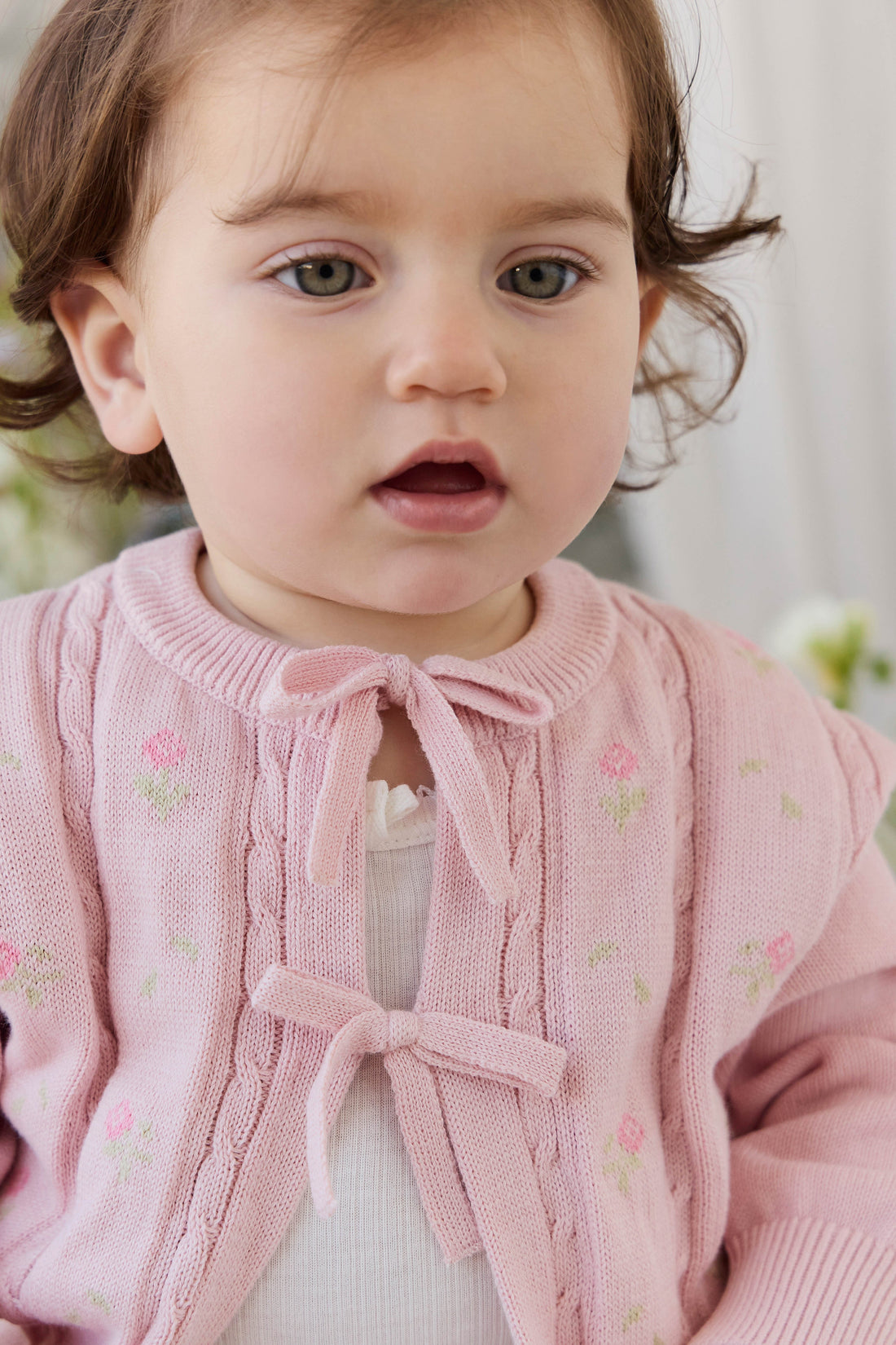 Anabella Knitted Cardigan - Annabella Jacquard Trinket Childrens Cardigan from Jamie Kay Australia