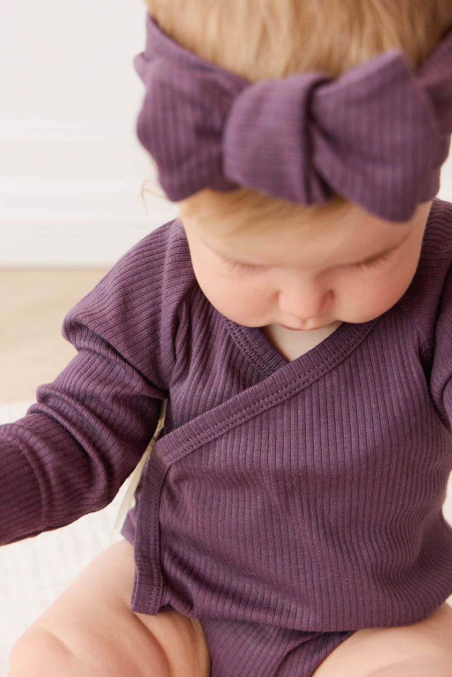 Organic Cotton Modal Marina Long Sleeve Bodysuit - Blackberry Childrens Bodysuit from Jamie Kay Australia