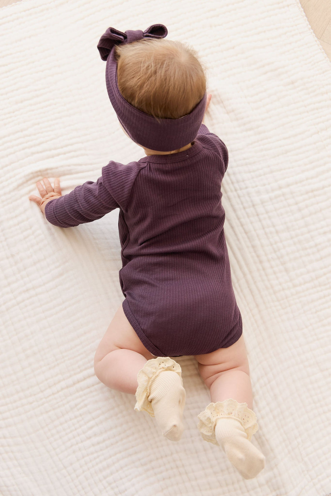 Organic Cotton Modal Marina Long Sleeve Bodysuit - Blackberry Childrens Bodysuit from Jamie Kay Australia