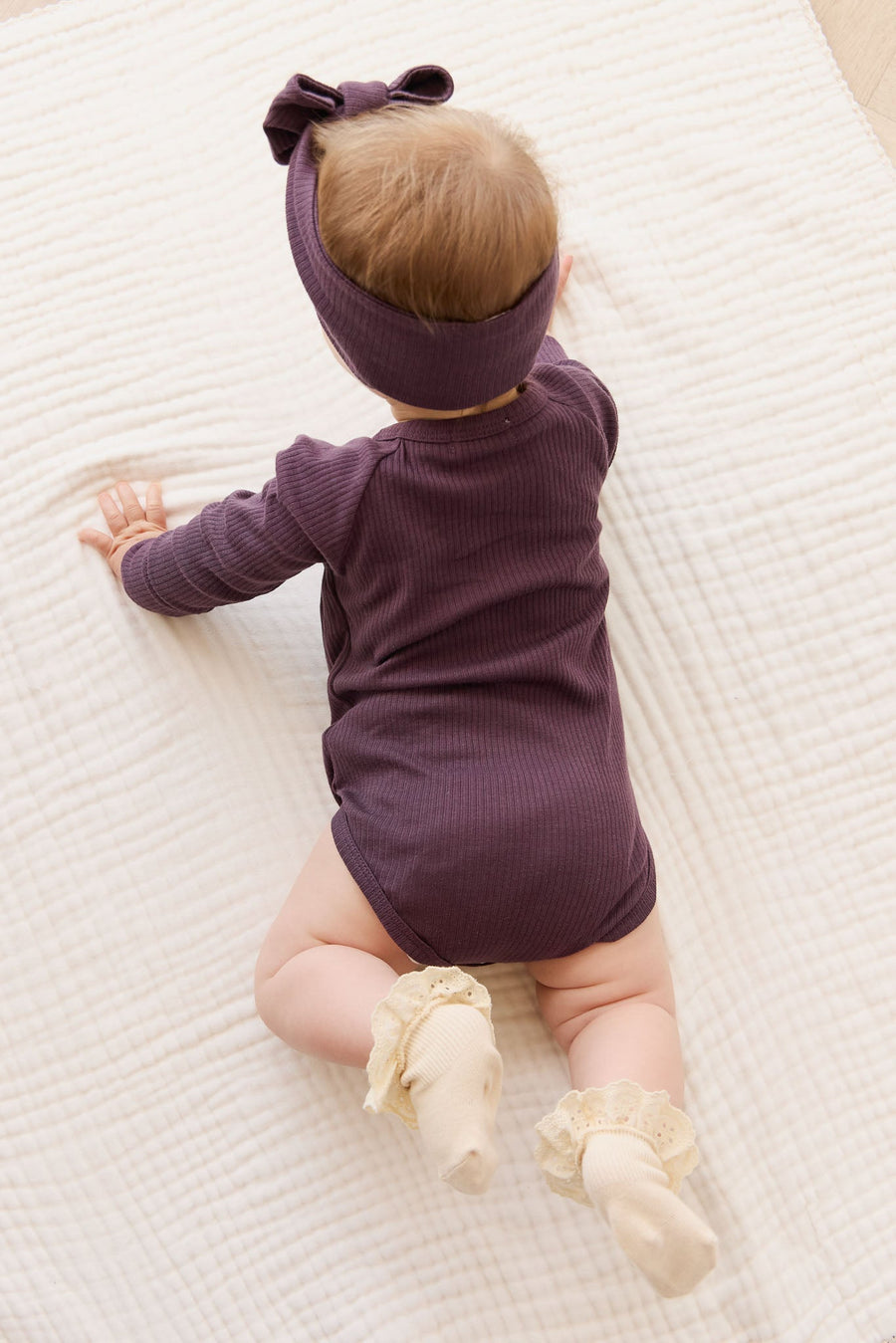 Organic Cotton Modal Marina Long Sleeve Bodysuit - Blackberry Childrens Bodysuit from Jamie Kay Australia