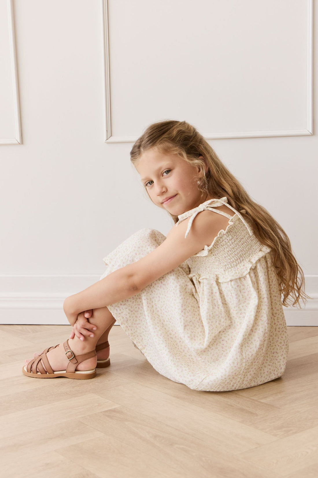 Organic Cotton Muslin Cleo Dress - Pippa Pink Childrens Dress from Jamie Kay Australia