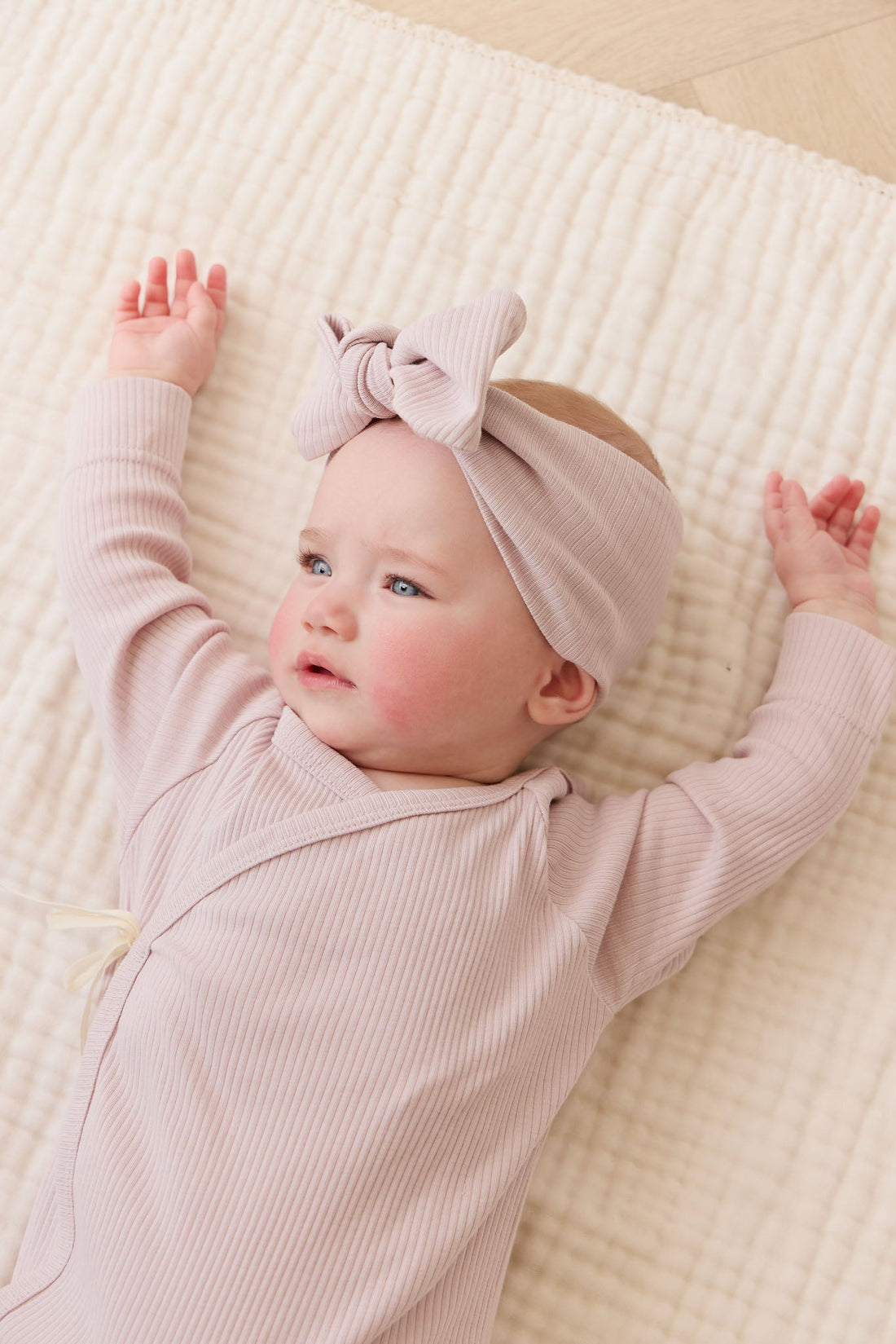 Organic Cotton Modal Marina Long Sleeve Bodysuit - Violet Tint Childrens Bodysuit from Jamie Kay Australia
