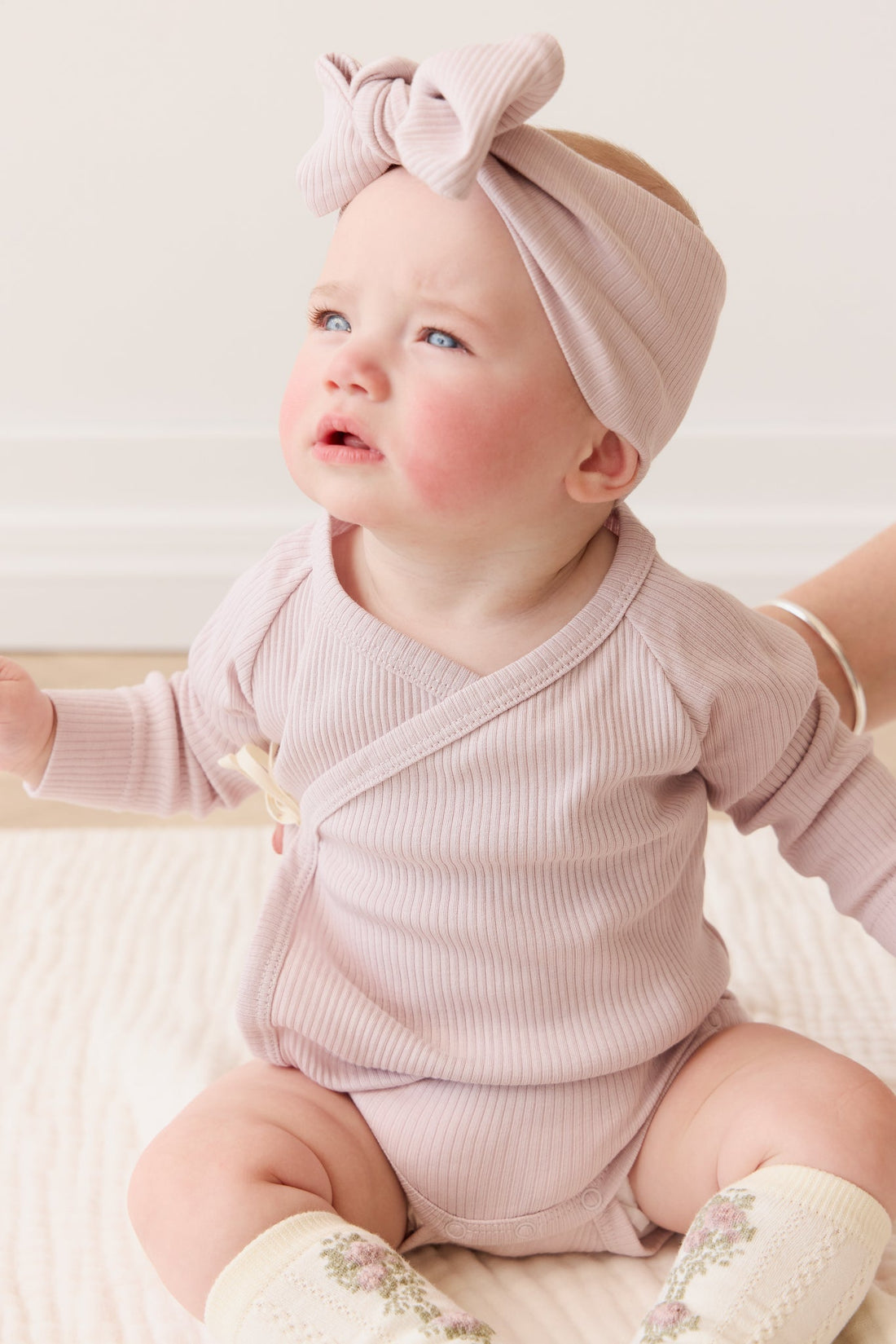 Organic Cotton Modal Marina Long Sleeve Bodysuit - Violet Tint Childrens Bodysuit from Jamie Kay Australia