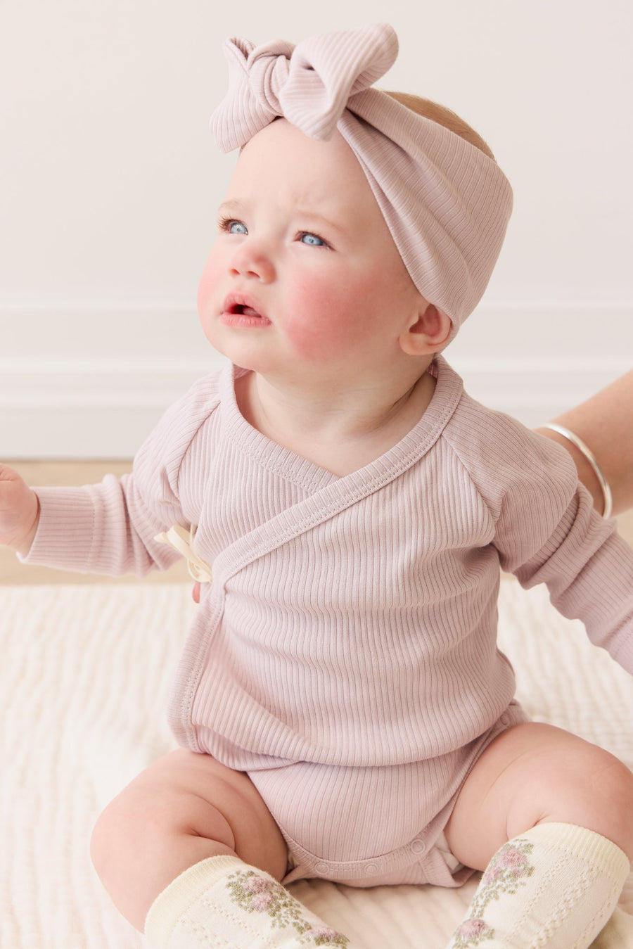 Organic Cotton Modal Marina Long Sleeve Bodysuit - Violet Tint Childrens Bodysuit from Jamie Kay Australia