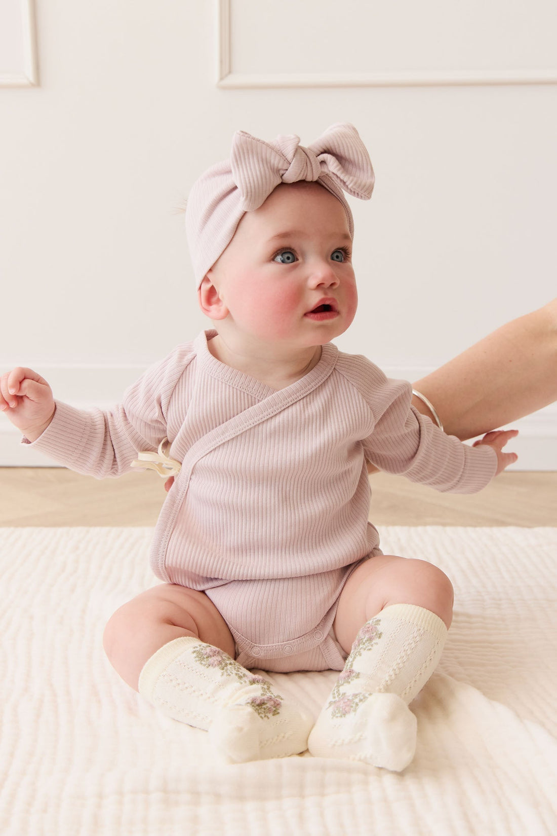 Organic Cotton Modal Marina Long Sleeve Bodysuit - Violet Tint Childrens Bodysuit from Jamie Kay Australia