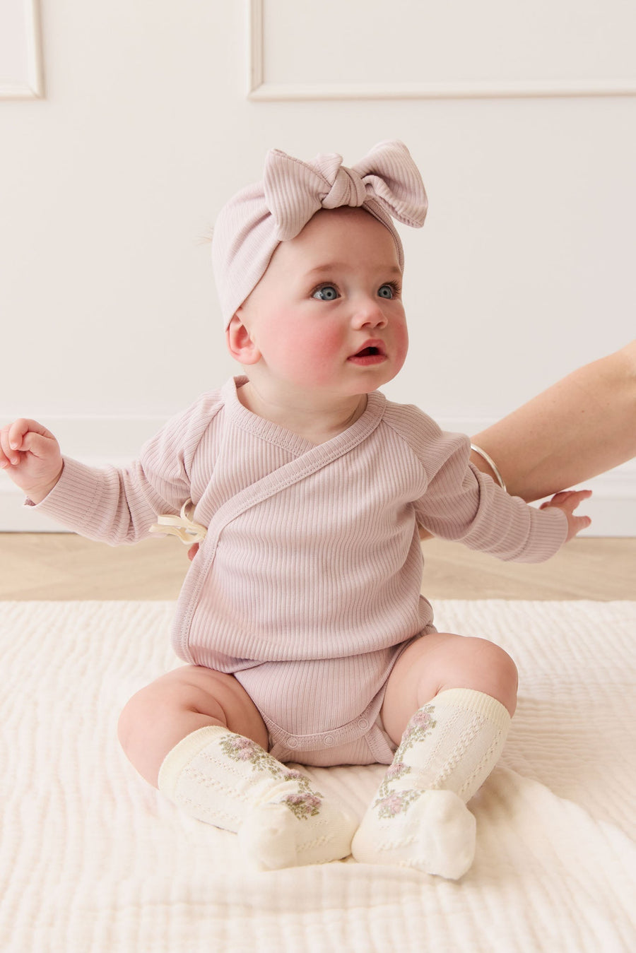 Organic Cotton Modal Marina Long Sleeve Bodysuit - Violet Tint Childrens Bodysuit from Jamie Kay Australia