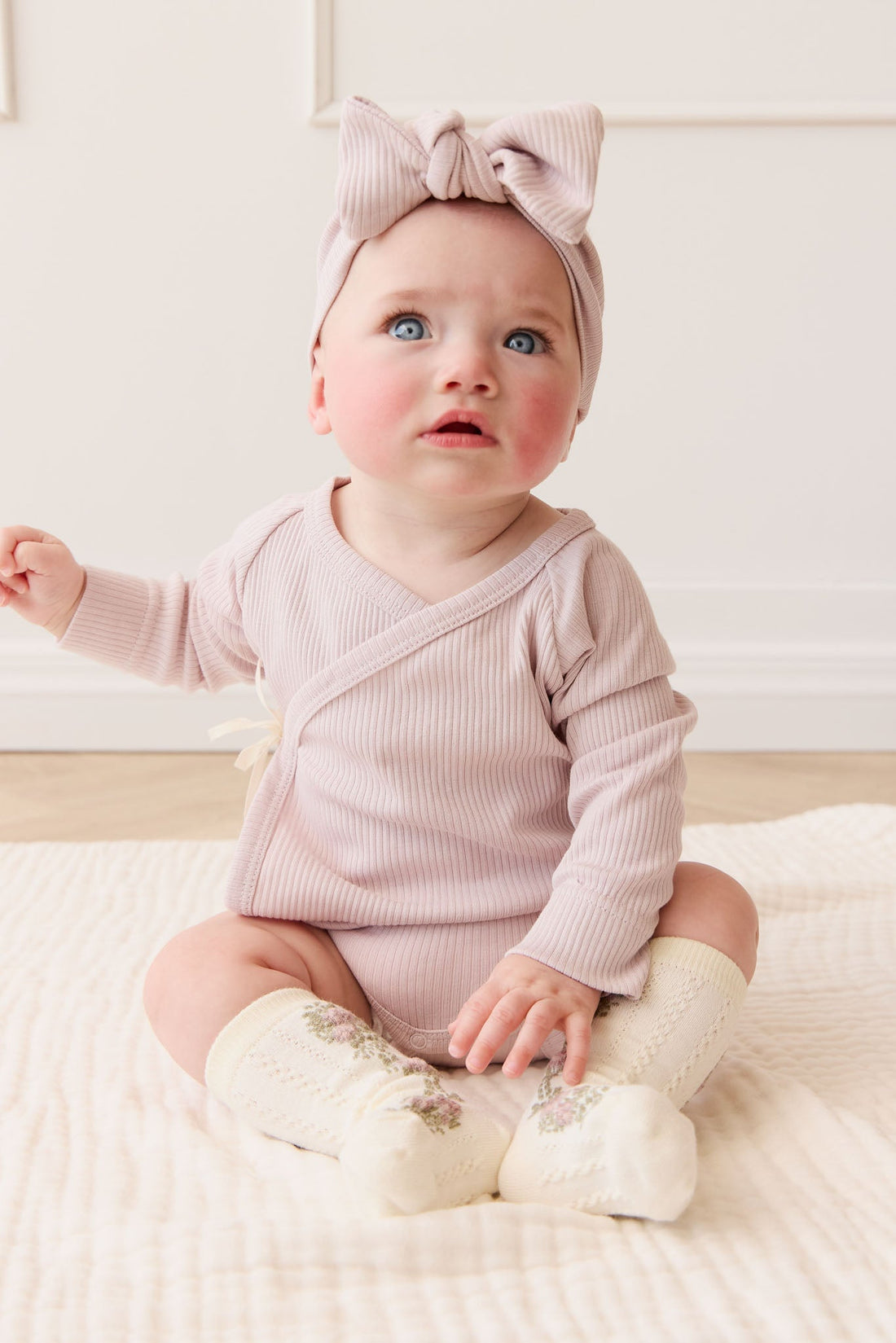 Organic Cotton Modal Marina Long Sleeve Bodysuit - Violet Tint Childrens Bodysuit from Jamie Kay Australia