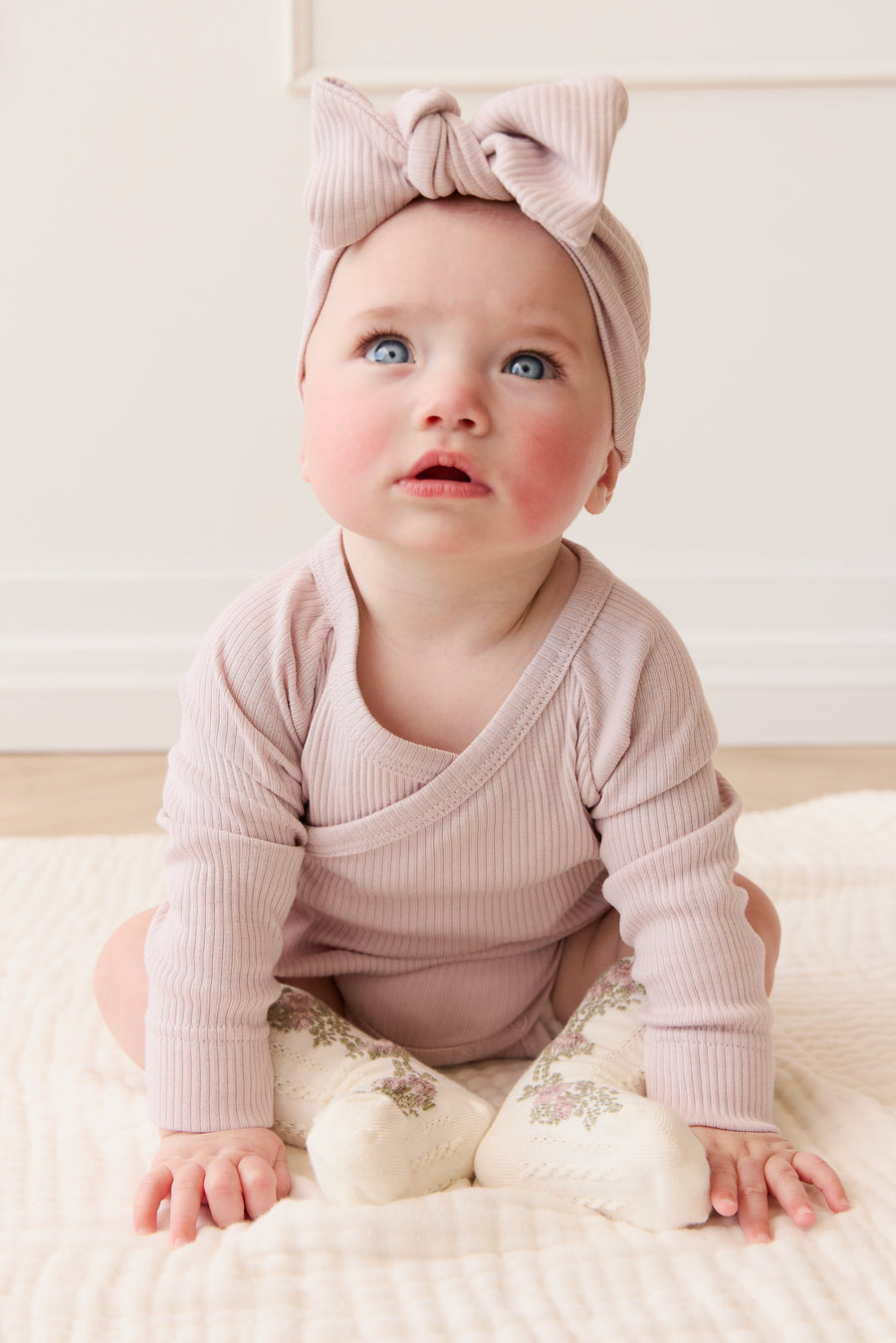 Organic Cotton Modal Marina Long Sleeve Bodysuit - Violet Tint Childrens Bodysuit from Jamie Kay Australia