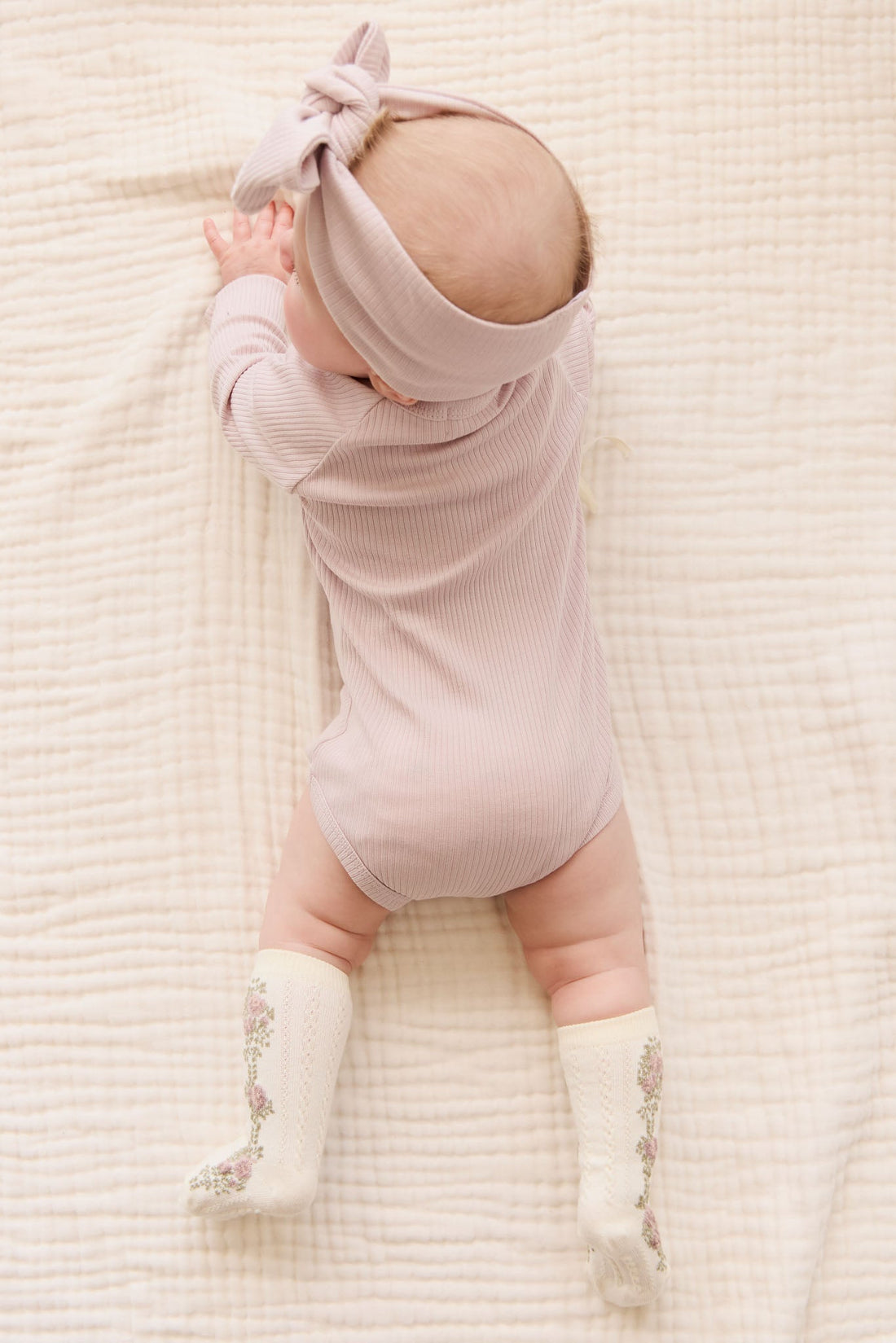 Organic Cotton Modal Marina Long Sleeve Bodysuit - Violet Tint Childrens Bodysuit from Jamie Kay Australia
