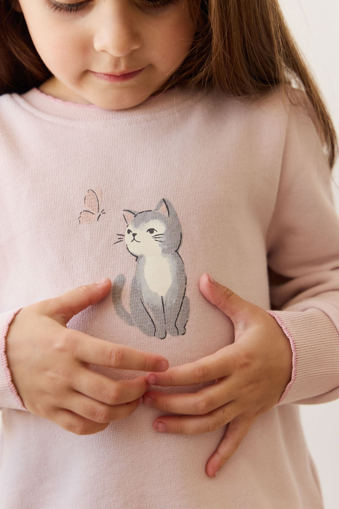 Organic Cotton Monroe Sweatshirt - Little Moon Soft Misty Rose Childrens Top from Jamie Kay Australia