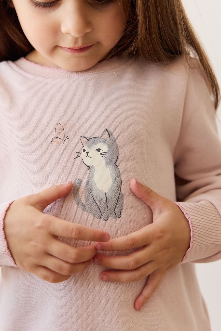 Organic Cotton Monroe Sweatshirt - Little Moon Soft Misty Rose Childrens Top from Jamie Kay Australia