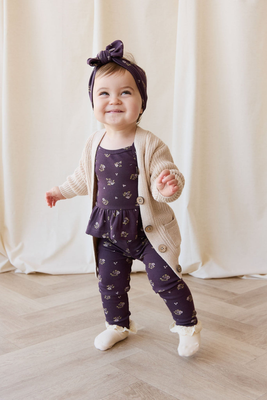Organic Cotton Fine Rib Legging - Simone Huckleberry Childrens Legging from Jamie Kay Australia