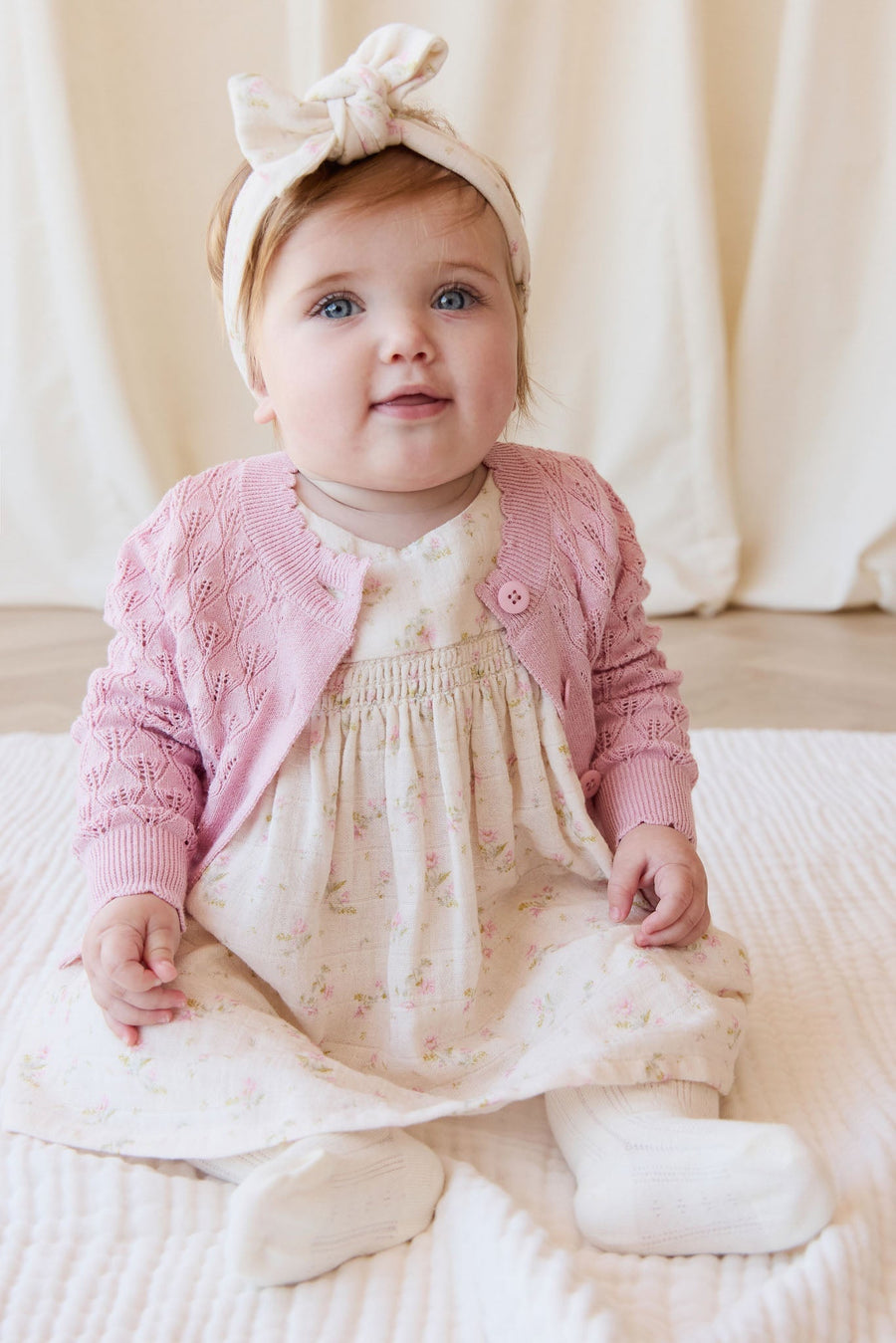 Magnolia Cardigan - Sweet Pink Marle Childrens Cardigan from Jamie Kay Australia