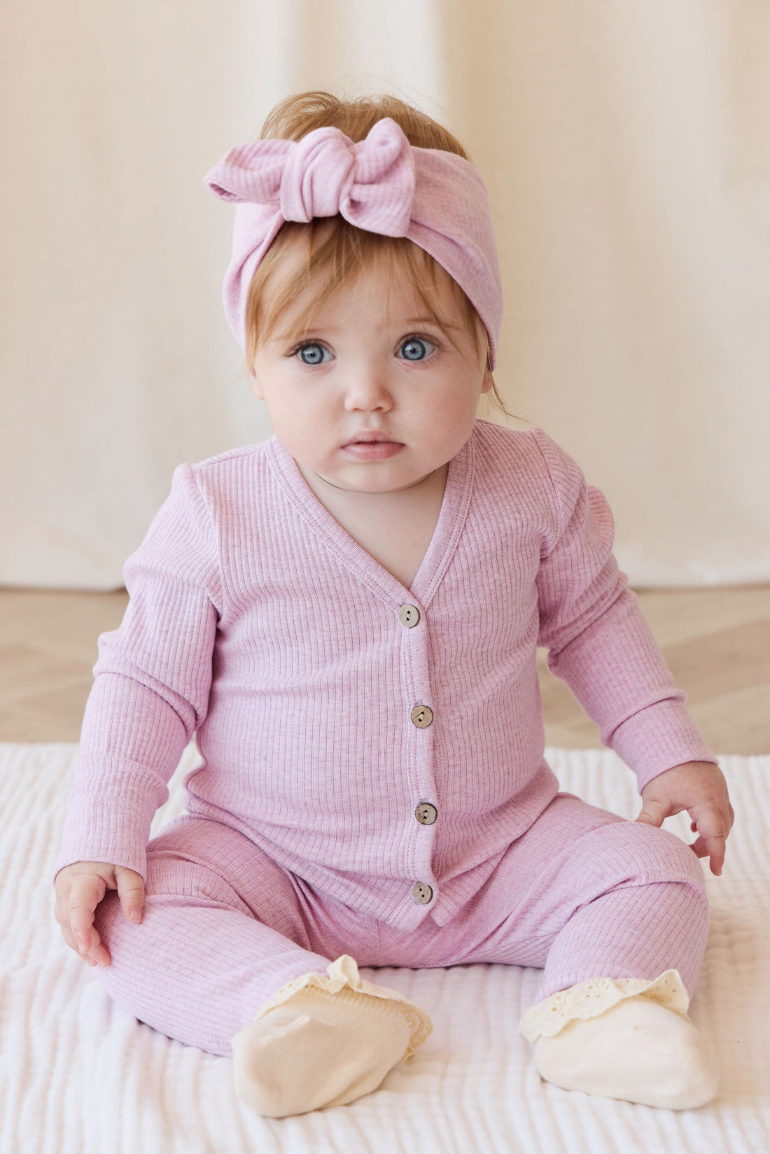 Organic Cotton Modal Cardigan - Orchid Marle Childrens Cardigan from Jamie Kay Australia