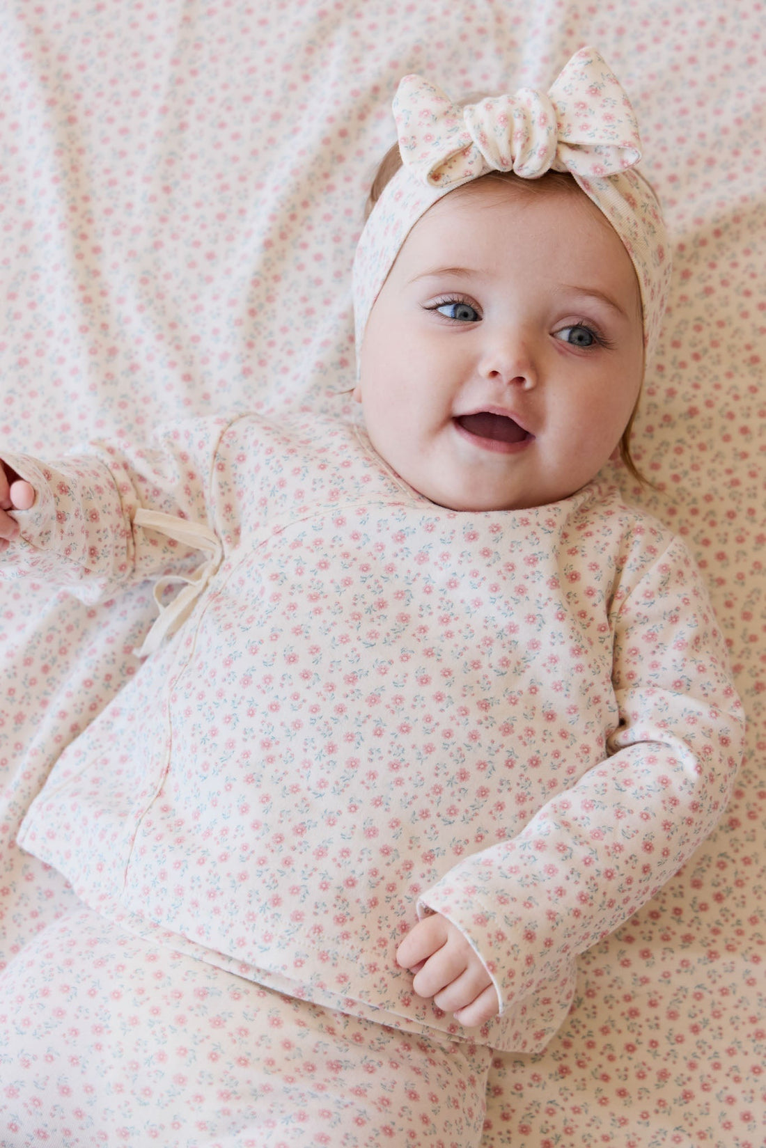 Organic Cotton Wrap Top - Posy Garden Pink Childrens Top from Jamie Kay Australia