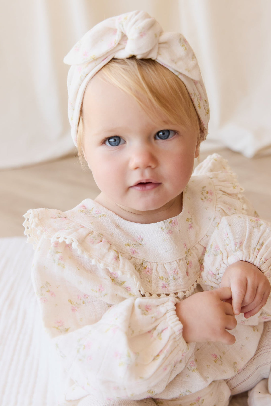 Organic Cotton Muslin Headband - Emelia Pink Childrens Headband from Jamie Kay Australia