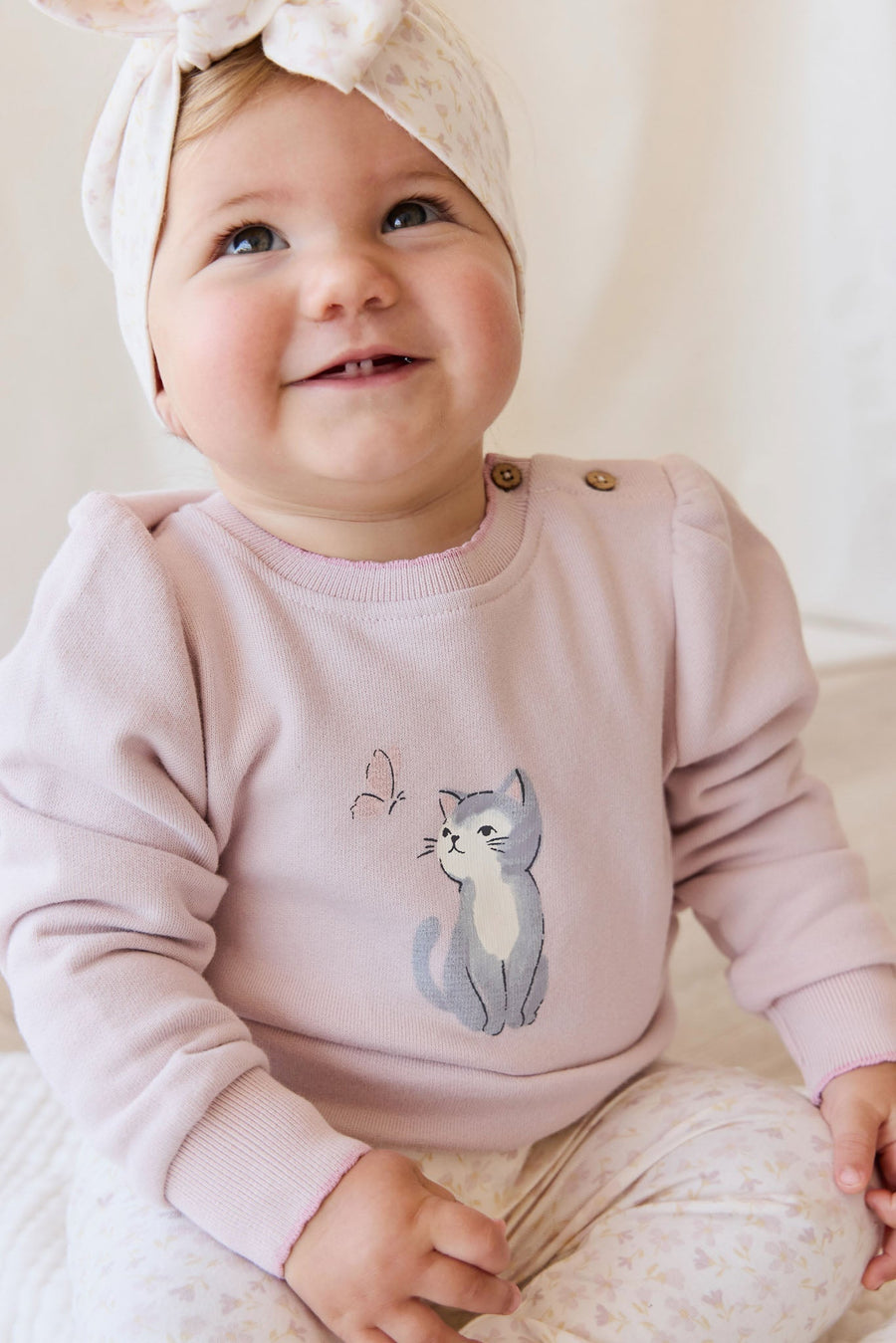Organic Cotton Monroe Sweatshirt - Little Moon Soft Misty Rose Childrens Top from Jamie Kay Australia